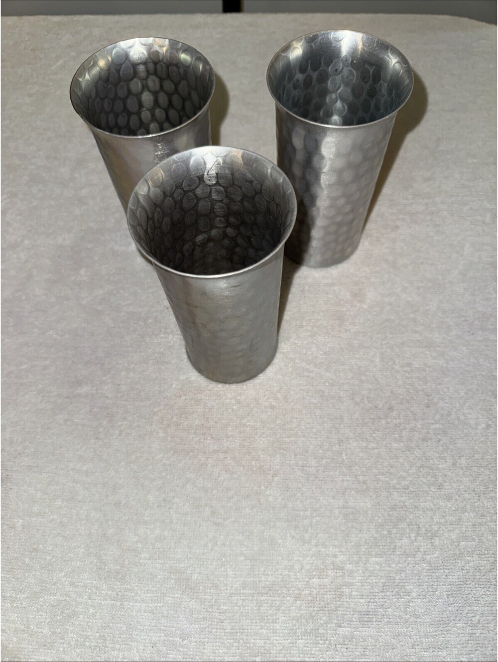 3 Piece Vintage Everlast Forged Hammered Aluminum 987 Tumblers circa 1949